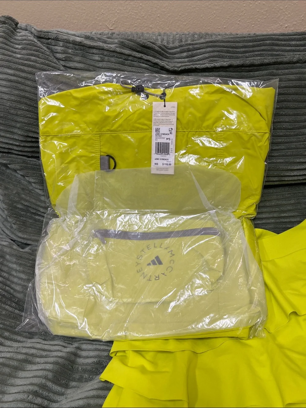 Stella McCartney x adidas Neon Yellow Gymsack backpack - Picture 1 of 4
